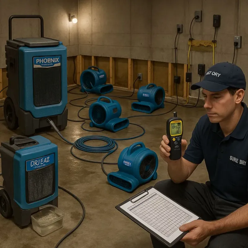 Structural Drying and Dehumidification process in Hydesville, CA